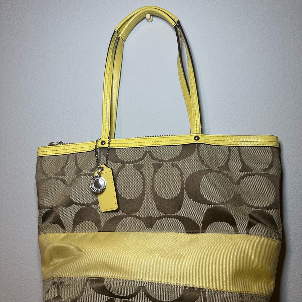Coach Yellow and Brown Signature Tote